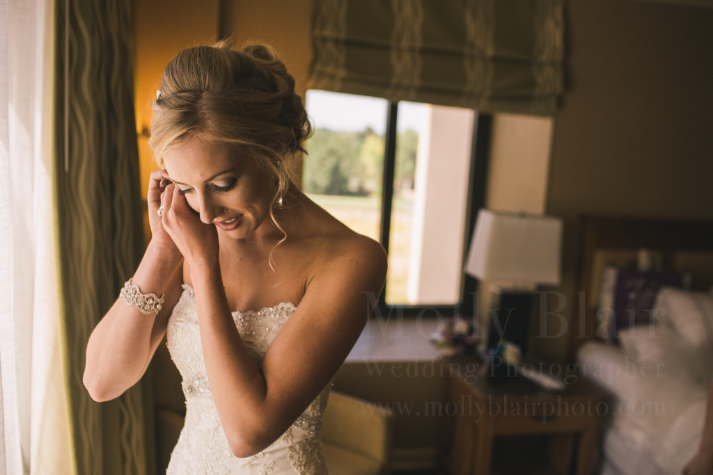 Bride getting ready at Westin Hotel in Westminster