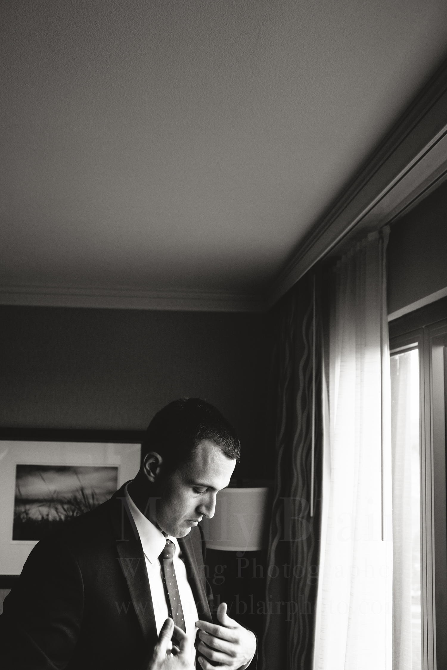 groom getting ready at Westin