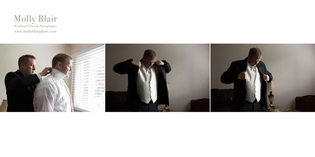 Groom getting dressed in Wyoming